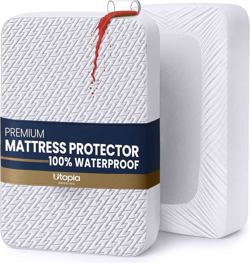 Utopia Bedding Waterproof Mattress Protector Zig Zag Full Size Mattress Cover 180 x 200 x 30 cm Machine Washable - Image 1