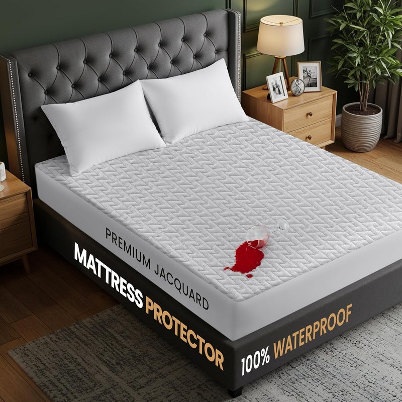 Utopia Bedding Waterproof Mattress Protector Zig Zag Full Size Mattress Cover 180 x 200 x 30 cm Machine Washable - Image 3