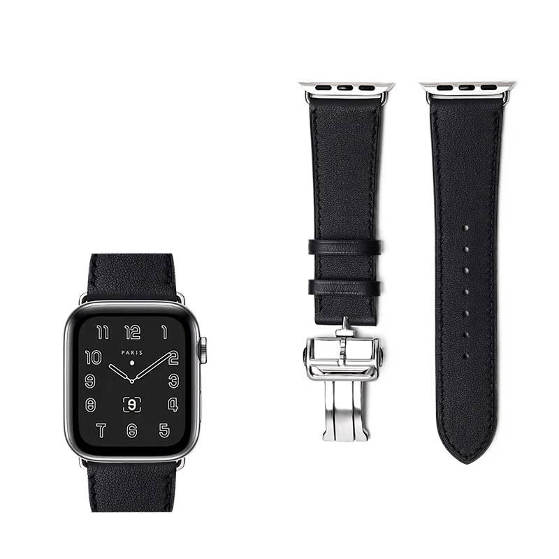 سوار ساعة ذكية سوار جلدي كلاسيكي متوافق باللون أزرق قابل للتعديل مع Apple Watch 38/40/41/42/44/45/49mm بملاءمة قابلة للتعديل وحزام بديل - Image 5