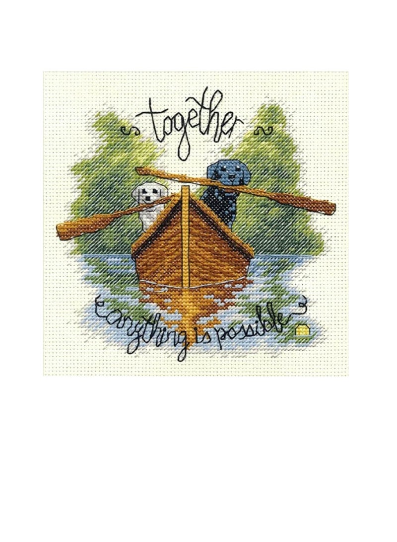 Cross Counted Cross Stitch Kit 6in x 6in Together Dogs - Image 1