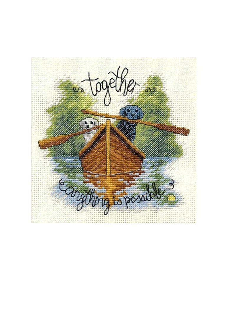 Cross Counted Cross Stitch Kit 6in x 6in Together Dogs - Image 2