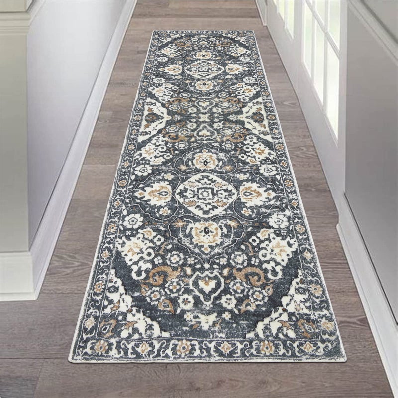 HEBE RUGS HEBE Hallway Runner Rug 2'x6' Washable Vintage Distressed Area Rugs Non Slip Laundry Rug Runner Boho Floor Carpet Runners for Hallways Entryway Laundry Room Kitchen Bathroom - Image 1