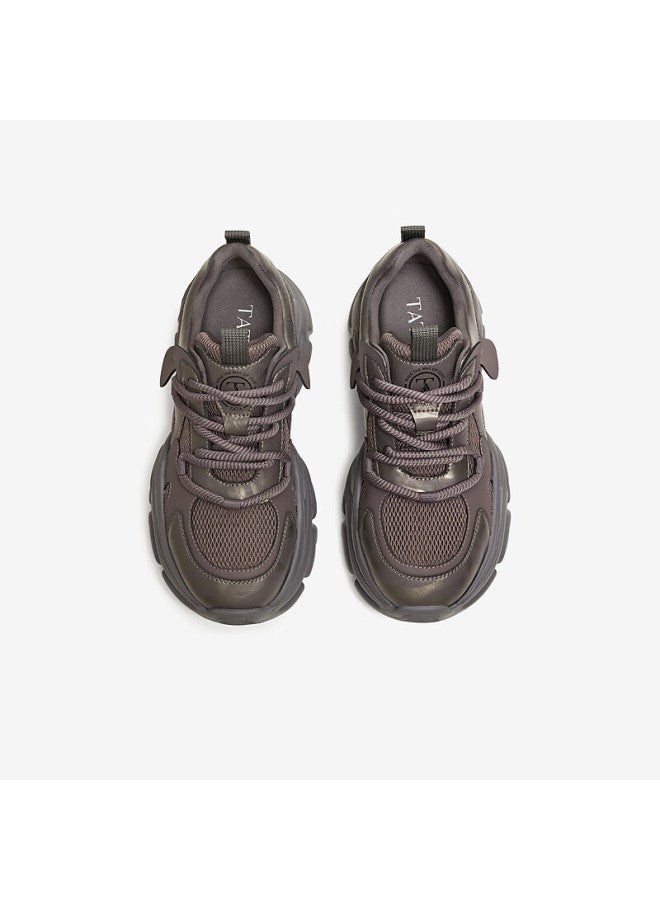Tata Women's  New Plush Dad Sneakers Fashion Casual Thick Sole Purple Gray (single Lining) Size 36 - Image 2