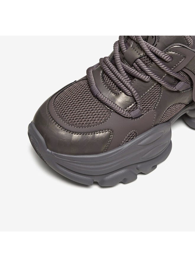 Tata Women's  New Plush Dad Sneakers Fashion Casual Thick Sole Purple Gray (single Lining) Size 36 - Image 5