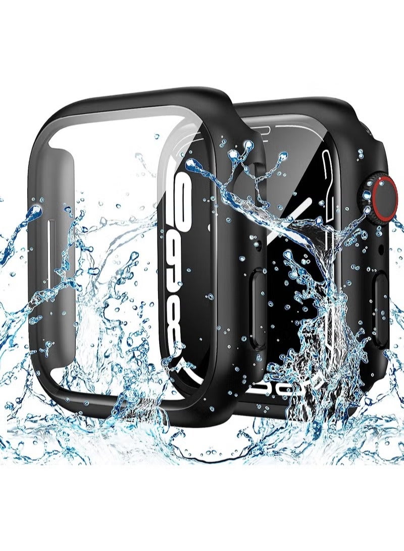 Full Protective Waterproof Case for Apple Watch 45mm Series 9 8 7 Hard PC Bumper with Screen Protector Face Cover and Accessories for iWatch 45 mm Black - Image 1