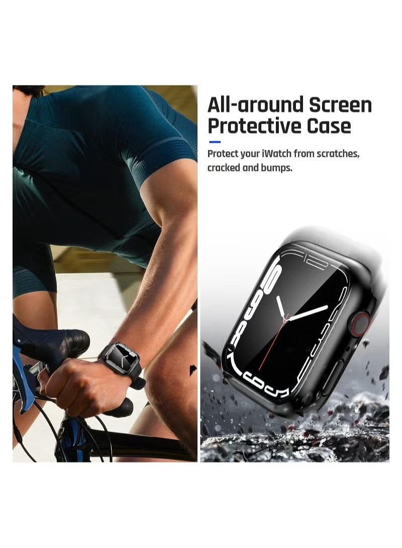 Full Protective Waterproof Case for Apple Watch 45mm Series 9 8 7 Hard PC Bumper with Screen Protector Face Cover and Accessories for iWatch 45 mm Black - Image 3