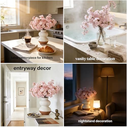 AWARDSEN 6 PCS Artificial Cherry Blossom Branches Silk Fake Cherry Blossom Flowers Stems Arrangement for Home Decor Bedroom Table Vase Wedding Centerpieces Spring Decor - Image 5