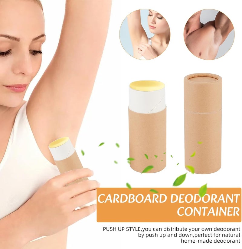 NICENEEDED 10 Pcs 2.1 oz Paperboard Deodorant Tubes, Empty Cardboard Deodorant Containers, Push-Up Style Kraft Paper Jar Tube Round Paperboard Solid Container for DIY Homemade Body Lotion Sticks - Image 4