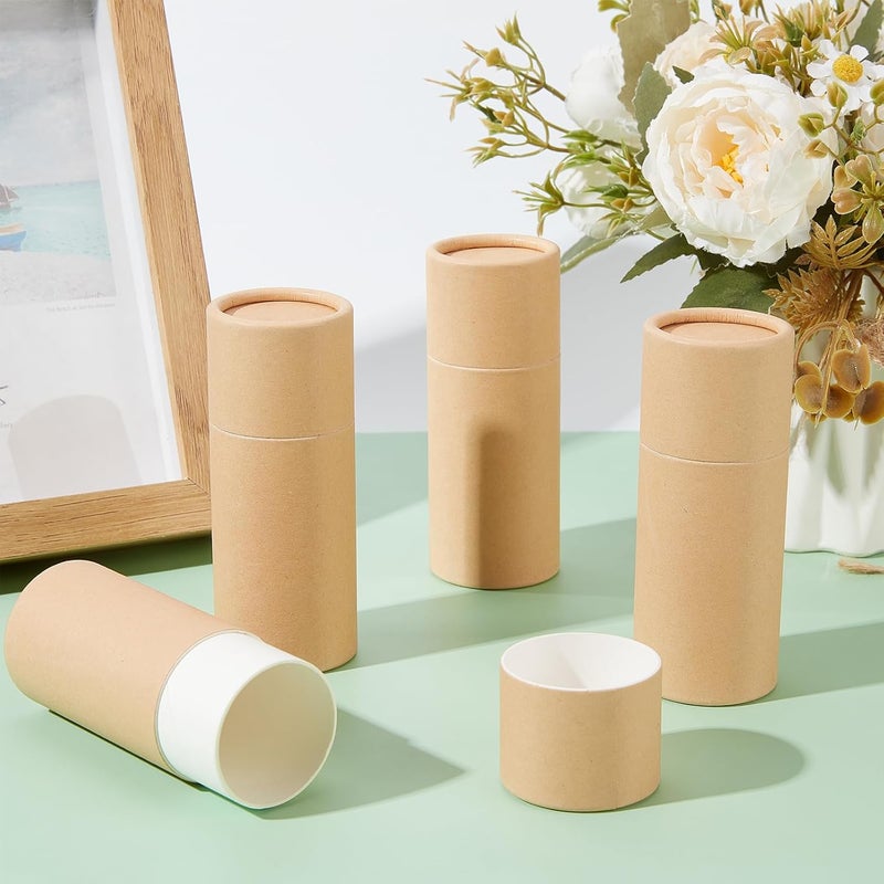 NICENEEDED 10 Pcs 2.1 oz Paperboard Deodorant Tubes, Empty Cardboard Deodorant Containers, Push-Up Style Kraft Paper Jar Tube Round Paperboard Solid Container for DIY Homemade Body Lotion Sticks - Image 5