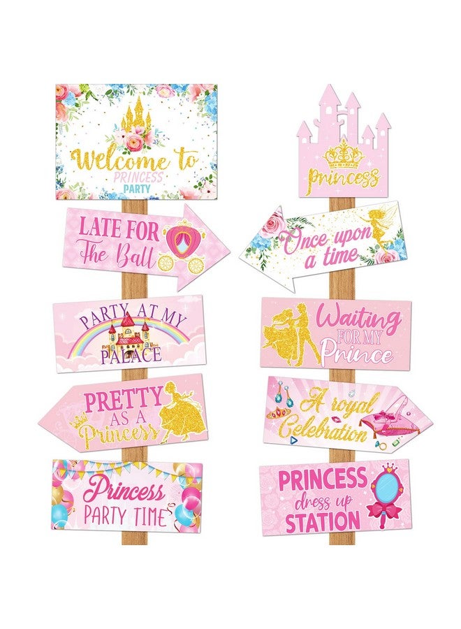 Epakh 20 قطعة من ديكورات حفلات أعياد الميلاد للأميرات، لافتة ترحيب بالأميرات، لافتات اتجاهات للأميرات، ديكورات قلعة الأميرة، لافتة الأميرة لعيد ميلاد الفتاة، لوازم حفلات استقبال المولود، 10 أنماط - Image 1