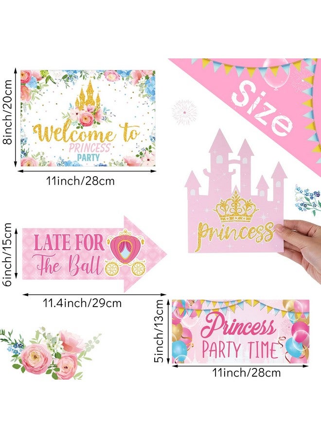 Epakh 20 قطعة من ديكورات حفلات أعياد الميلاد للأميرات، لافتة ترحيب بالأميرات، لافتات اتجاهات للأميرات، ديكورات قلعة الأميرة، لافتة الأميرة لعيد ميلاد الفتاة، لوازم حفلات استقبال المولود، 10 أنماط - Image 3