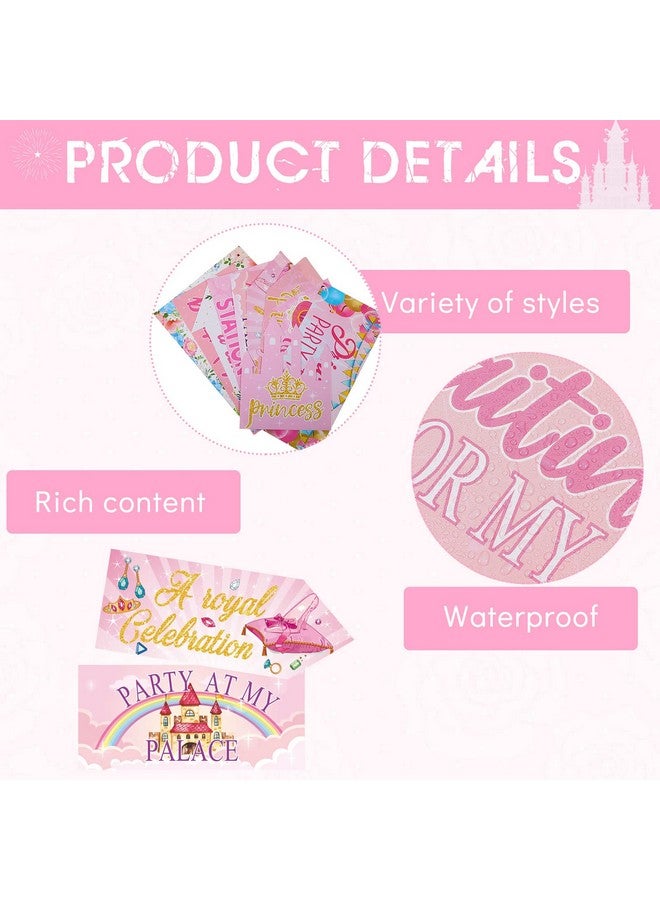 Epakh 20 قطعة من ديكورات حفلات أعياد الميلاد للأميرات، لافتة ترحيب بالأميرات، لافتات اتجاهات للأميرات، ديكورات قلعة الأميرة، لافتة الأميرة لعيد ميلاد الفتاة، لوازم حفلات استقبال المولود، 10 أنماط - Image 4