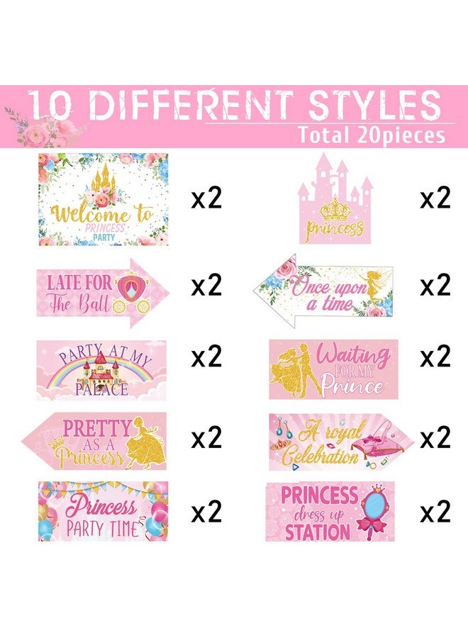 Epakh 20 قطعة من ديكورات حفلات أعياد الميلاد للأميرات، لافتة ترحيب بالأميرات، لافتات اتجاهات للأميرات، ديكورات قلعة الأميرة، لافتة الأميرة لعيد ميلاد الفتاة، لوازم حفلات استقبال المولود، 10 أنماط - Image 5