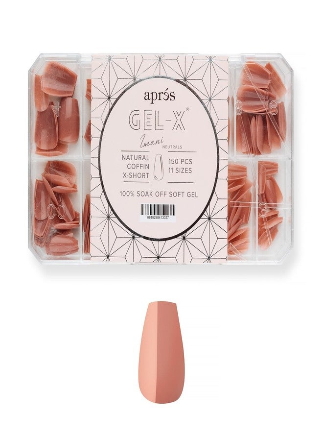 APRÉS Apres Neutrals Gel-X Imani Box Of Nail Tips, 11 Sizes 00-9, Soft Gel Tip Box (150pcs) (Natural Coffin Extra Short, 150) - Image 1
