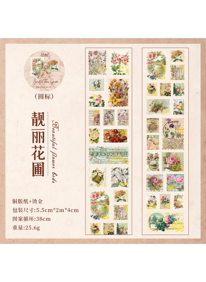 Arabest Vintage Foil Washi Tape for Journaling Beautiful flower garden 