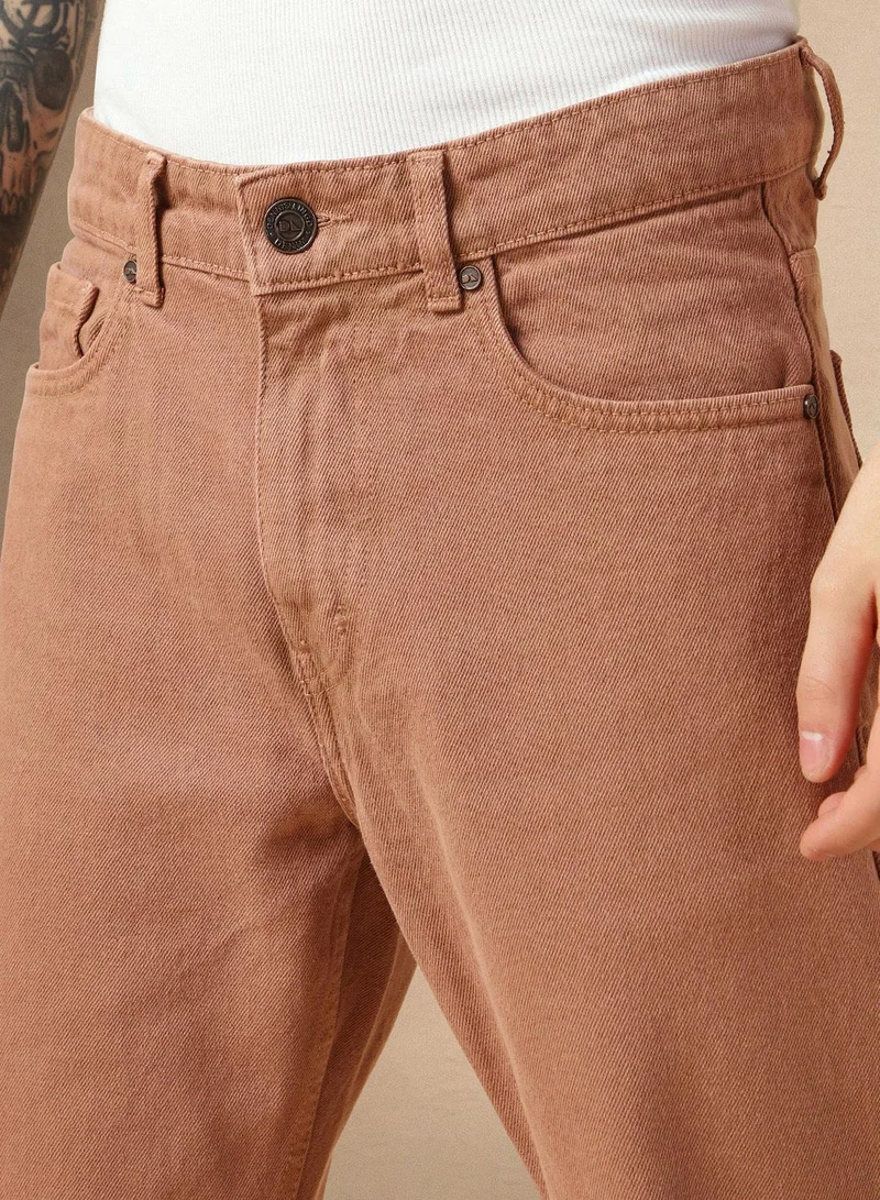 Dennis Lingo Men's Rust 100% Cotton Solid Full Length Relaxed Fit Jeans
