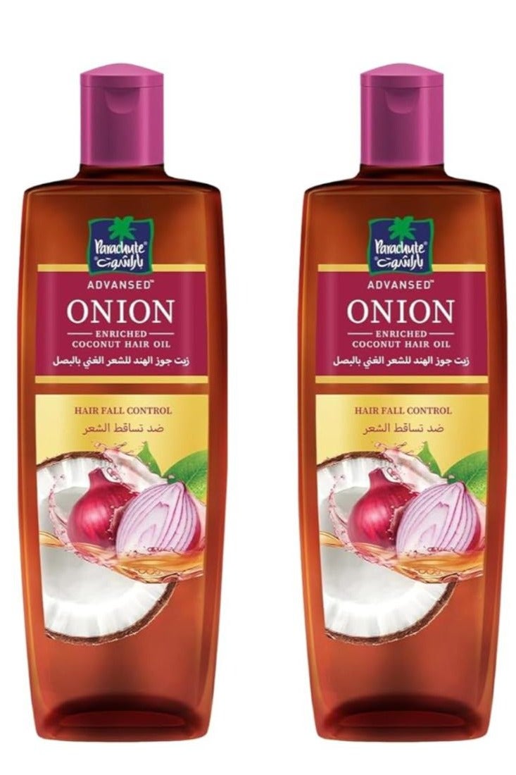 باراشوت زيت البصل المتطور لنمو الشعر، مزيج من البصل وزيت جوز الهند، يتحكم في تساقط الشعر ويعزز نموه، قطعتين 2*200 مل