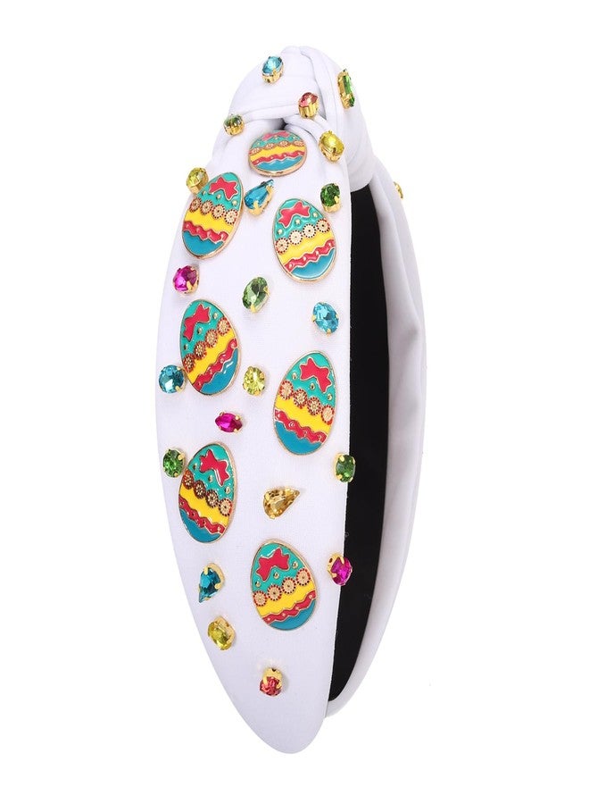 CEALXHENY Easter Headbands for Women Beaded Carrot Rabbit Bunny Headbands Colorful Happy Easter Headband White Pink Rhinestone Jeweled Knotted Headband Spring Easter Hair Accessories Gifts (Easter Egg A) - Image 5