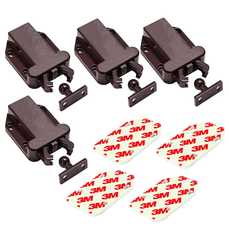 Cabinets Push Latch Cabinet Furniture Door Catches Cabinet Latch Rebound SelfLocking Device Kitchen Closet Closing Door Catch Closer4 Pack Brown