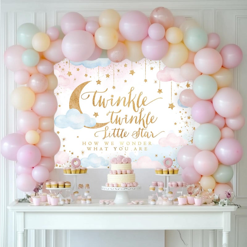 Mocsicka Twinkle Twinkle Little Star Backdrop 7x5ft Gender Reveal Boy or Girl Party Background Decorations Pink and Blue Cloud Moon Baby Shower Decorations Photoshoot Backdrops - Image 3