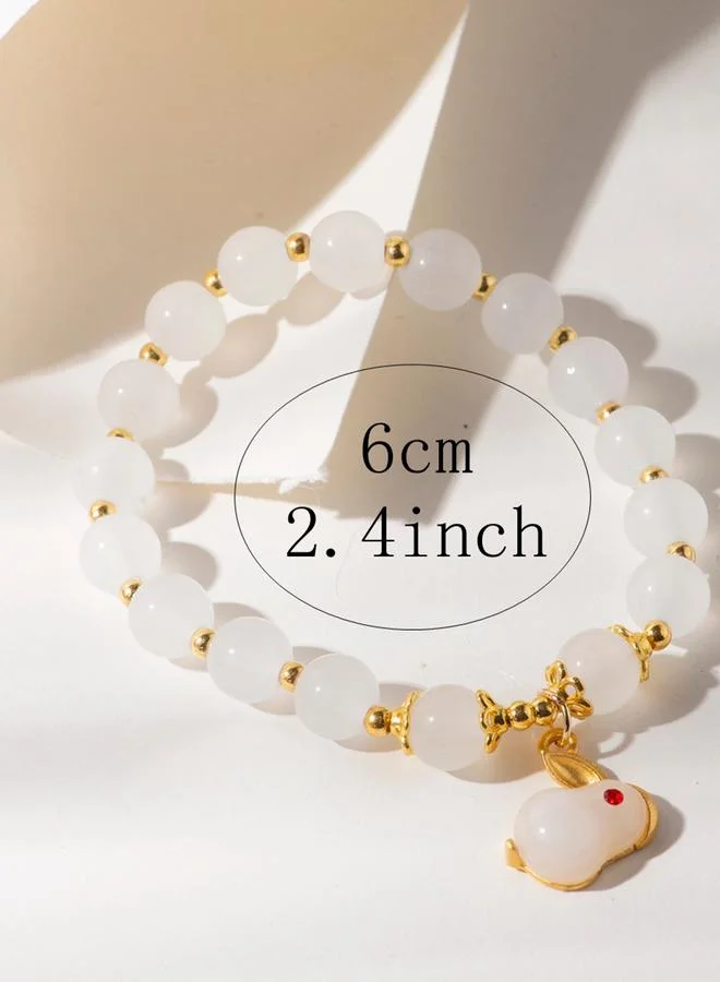 تايك تو Multi-Color Rabbit Charm Beaded Bracelet