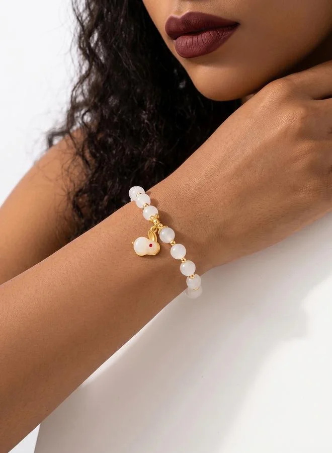 تايك تو Multi-Color Rabbit Charm Beaded Bracelet