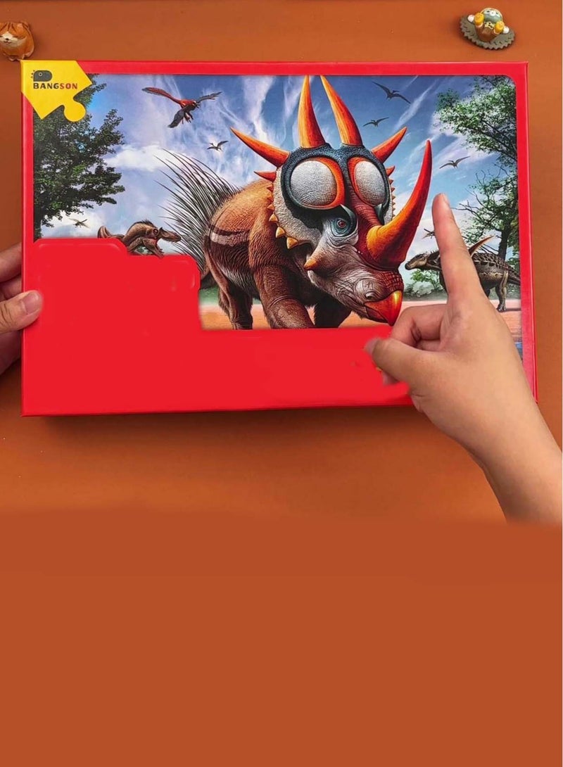 يوما بازل "الديناصورات 2*1" البازل مكون من 35 قطعة خشبية. - Image 2