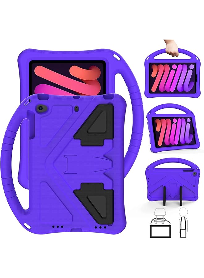 erorex Kids Case For Ipad Mini 6 2021 With Handle Stand Pencil Holder Eva Kid Proof Rugged Shockproof Full Cover Kids Case For Boy Girl Kids For Ipad Mini 6Th Generation (Purple)  - Image 1