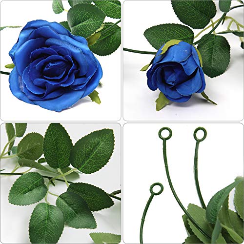 U'Artlines 5 Pack Artificial Royal Blue Rose Vines Floral Garlands Total 32.5 Ft Fake Vine Silk Flower Garland for Indoor Outdoor Home Wedding Arch Garden Wall Decoration - Image 4