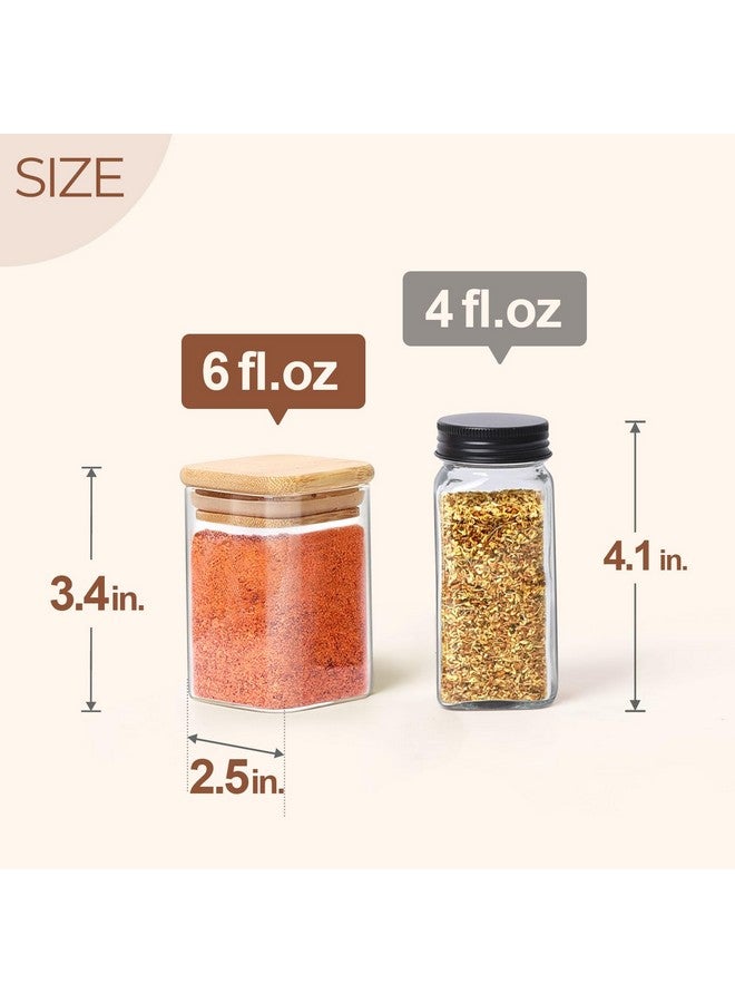 ComSaf 16Pcs Glass Spice Jars with Bamboo Lid, 6oz Airtight Square Containers with 275 Black Lables, Empty Seasoning Jars for Salt Sugar - Image 3