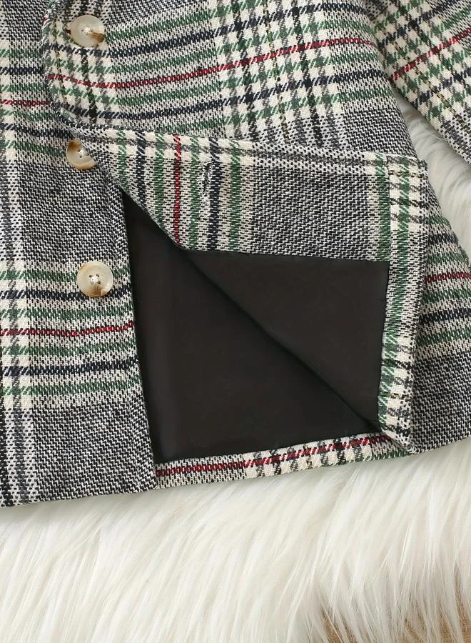 تايك تو معطف بنقشة مربعات مزود بأزرار