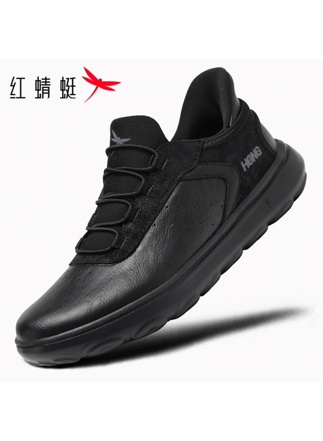 Red Dragonfly Men's Lightweight Sports Casual Shoes Soft Sole Commuter Thick Sole Wear-resistant Travel Shoes Exa350051 Black Size 44