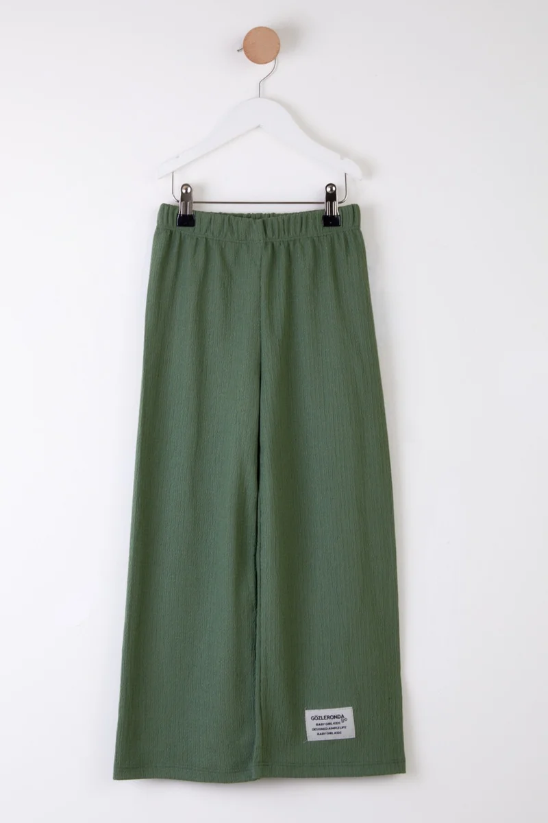 Tofisa Girls Khaki Emblem Detailed Pajama Bottoms - 25488