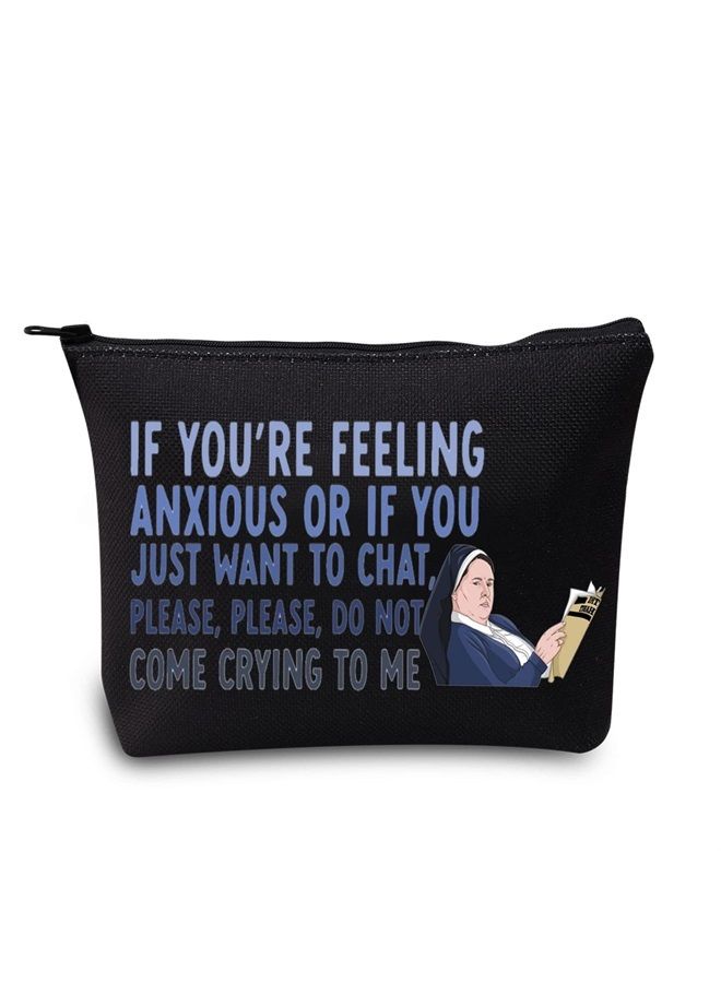 LEVLO Funny Derry TV Show Cosmetic Make Up Bag Sister Michael Fans Gift Please Please Don't Come Crying To Me Makeup Zipper Pouch Bag (Don't Crying Black)  - Image 1