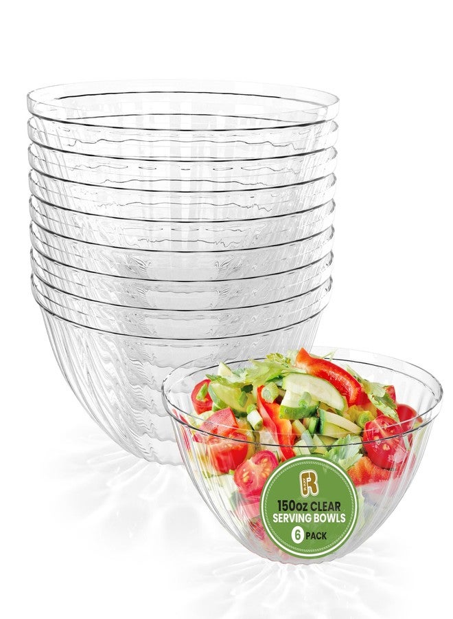 R-kay 6 Pack Extra Large Serving Bowl - 150 Ounce Plastic Serving Bowls For Entertaining - Clear Plastic Bowls For Salads And Snacks - Disposable bowls For All Occasions - Image 1