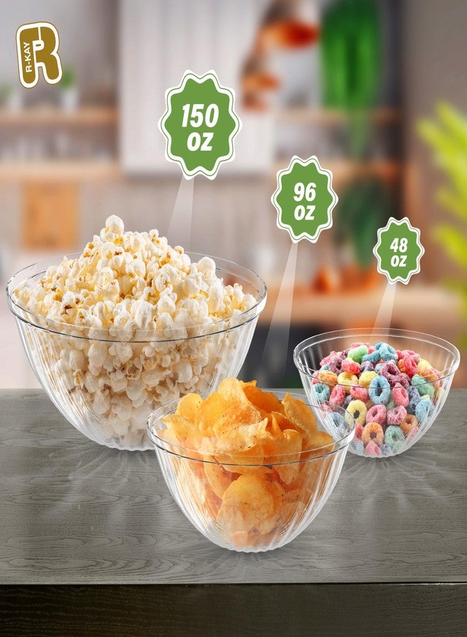 R-kay 6 Pack Extra Large Serving Bowl - 150 Ounce Plastic Serving Bowls For Entertaining - Clear Plastic Bowls For Salads And Snacks - Disposable bowls For All Occasions - Image 4
