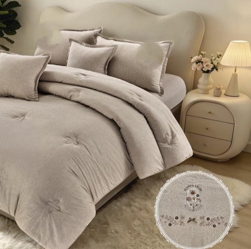 Plain summer bedspread, queen size, 4 pieces, natural cotton material, size 170*220 - Image 2