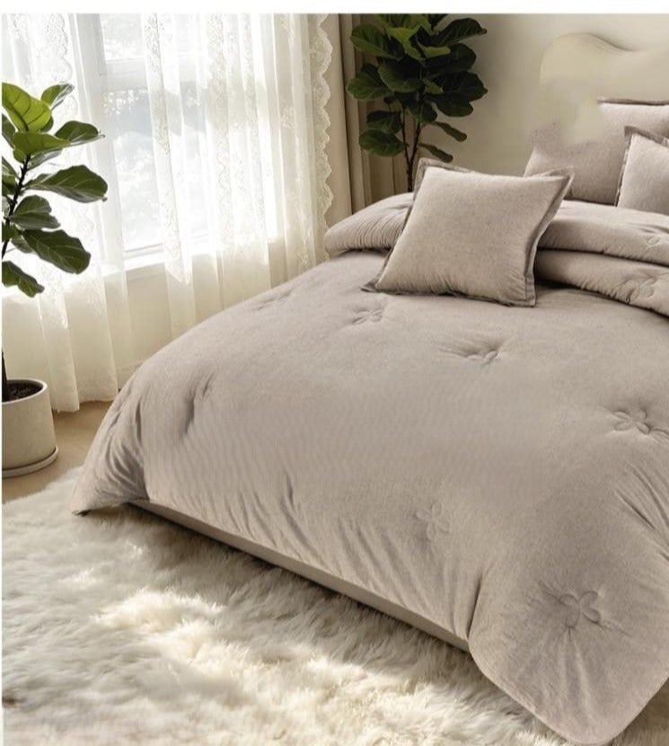 Plain summer bedspread, queen size, 4 pieces, natural cotton material, size 170*220 - Image 3