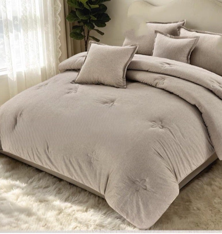 Plain summer bedspread, queen size, 4 pieces, natural cotton material, size 170*220 - Image 1