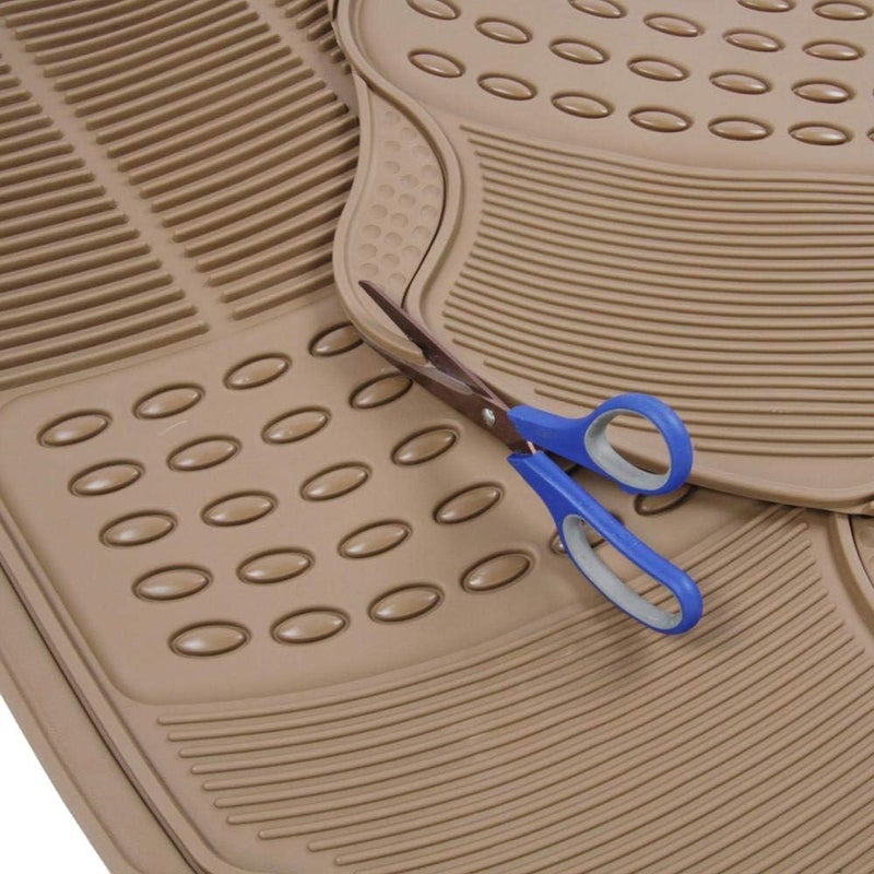 BDK All Weather Tough Rubber Car Floor Mats Liners - Heavy Duty Trimmable Semi Custom Fit for Car Truck Van SUV (Beige) - Image 4