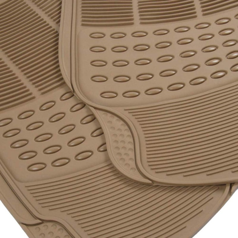 BDK All Weather Tough Rubber Car Floor Mats Liners - Heavy Duty Trimmable Semi Custom Fit for Car Truck Van SUV (Beige) - Image 3
