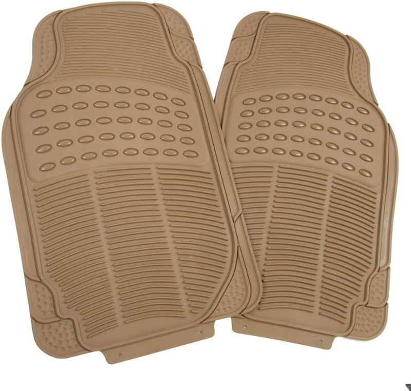BDK All Weather Tough Rubber Car Floor Mats Liners - Heavy Duty Trimmable Semi Custom Fit for Car Truck Van SUV (Beige) - Image 2