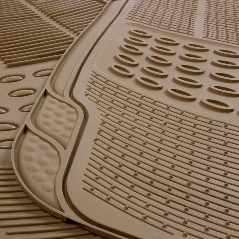 BDK All Weather Tough Rubber Car Floor Mats Liners - Heavy Duty Trimmable Semi Custom Fit for Car Truck Van SUV (Beige) - Image 5