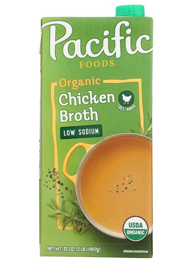 Pacific Foods Organic Free Range Chicken Low Sodium Broth, 32 oz - Image 1
