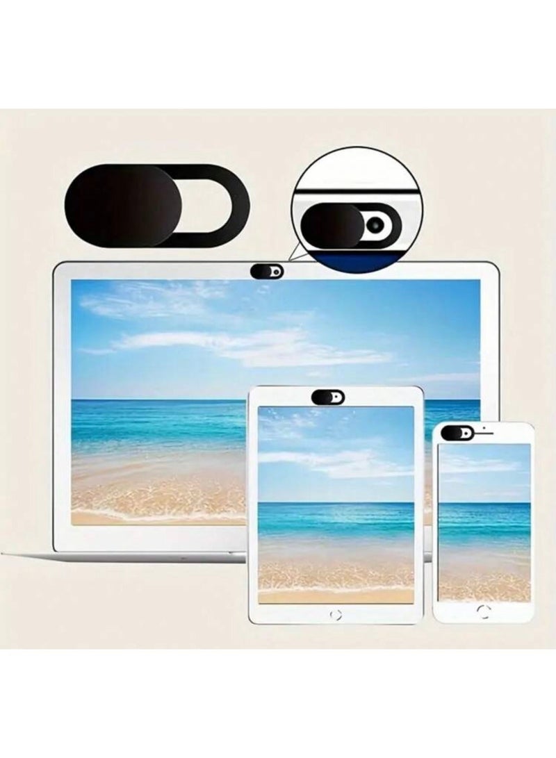8-piece protective webcam cover set compatible with laptops, iPads, tablets, and phones / Black - Image 2