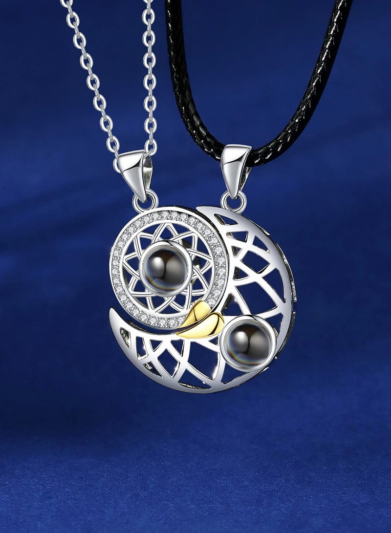 Excefore قلادة زوجين مغناطيسية له ولها، قلادات زوجين متطابقة، قلادة قلب زوجين، قلادات زوجين متطابقة له ولها، قلادة قلب متطابقة للأزواج أو أفضل الأصدقاء - Image 4