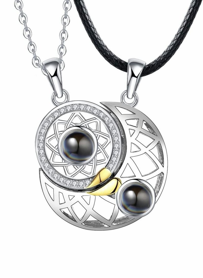 Excefore قلادة زوجين مغناطيسية له ولها، قلادات زوجين متطابقة، قلادة قلب زوجين، قلادات زوجين متطابقة له ولها، قلادة قلب متطابقة للأزواج أو أفضل الأصدقاء - Image 1