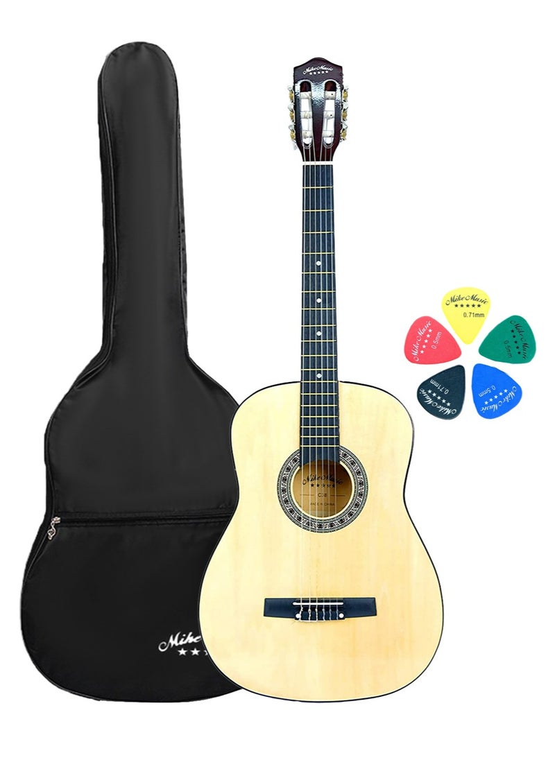 Mike Music 34 Inch Classical Guitar for Beginner Teen, 34-inch Guitar Acoustic Classic Guitar 6-Strings Classical Guitar Set With Accessories Gig Bag, Picks, Right Hand, Natural  - Image 1