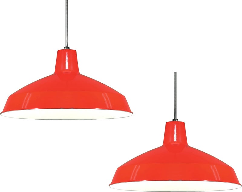 Nuvo SF7666302 One Light Warehouse Shade Pendant Red 16 Inches 2 Pack