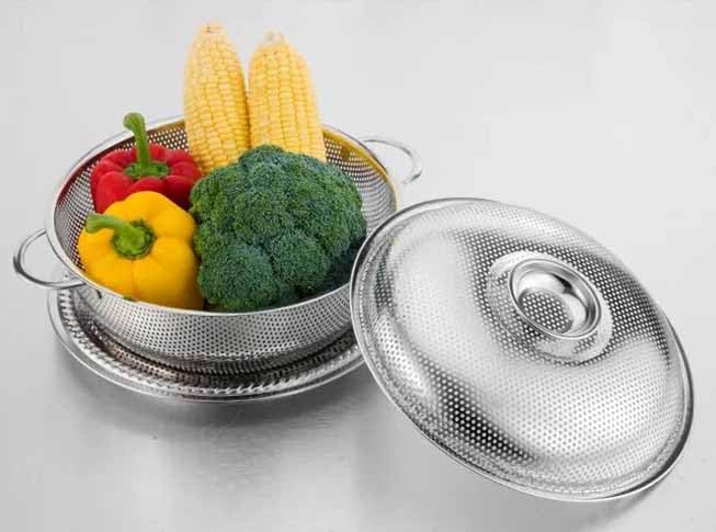 TGOPIT مصفاة متعددة الاستخدامات من الفولاذ المقاوم للصدأ مع مقبض للأرز والفواكه والخضروات والمعكرونة والفاصوليا والحبوب وغسل وتصفيه الطعام في المطبخ - Image 1